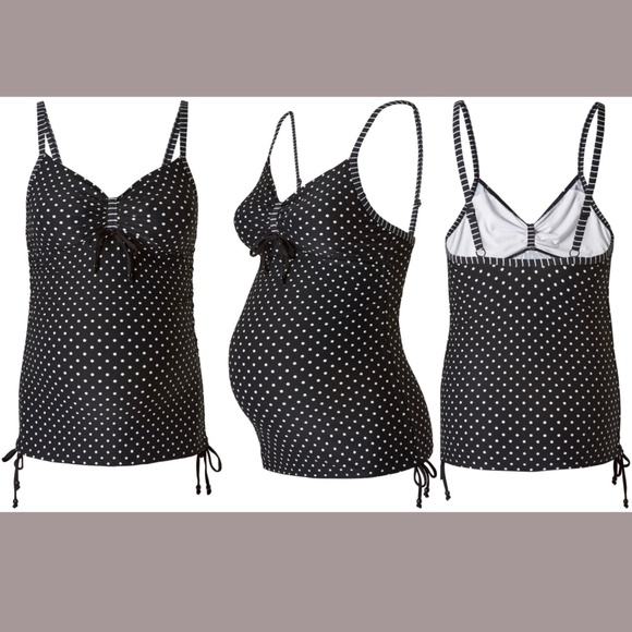 NEW‎ Noppies Maternity Tankini Top in Black/White Polka Dots {SZ XL/XXL ] - Picture 1 of 12